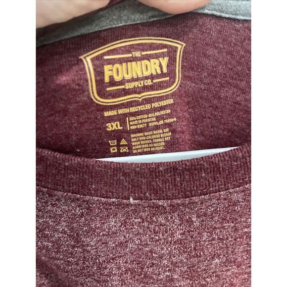 The Foundry Supply Co. Men's Sz 3XL Burgundy Sweatshirt Pullover 2 Tone - Picture 2 of 3